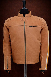 Brown nubuck leather motorcycle jacket men's brown suede (or nubuck)
