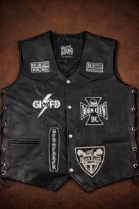 Genuine leather motorcycle vest Black Label Society (BLS)