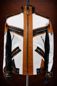 White and brown biker jacket White&Brown bike jackets