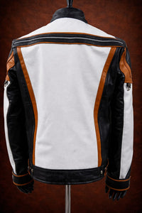 White and brown biker jacket White&Brown bike jackets