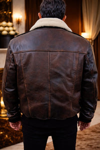 Brown distressed leather jacket Distressed brown leather bomber jacket