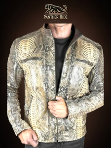 Men’s luxury leather jacket Pantherhide Snake Embossed Leath