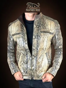 Men’s luxury leather jacket Pantherhide Snake Embossed Leath